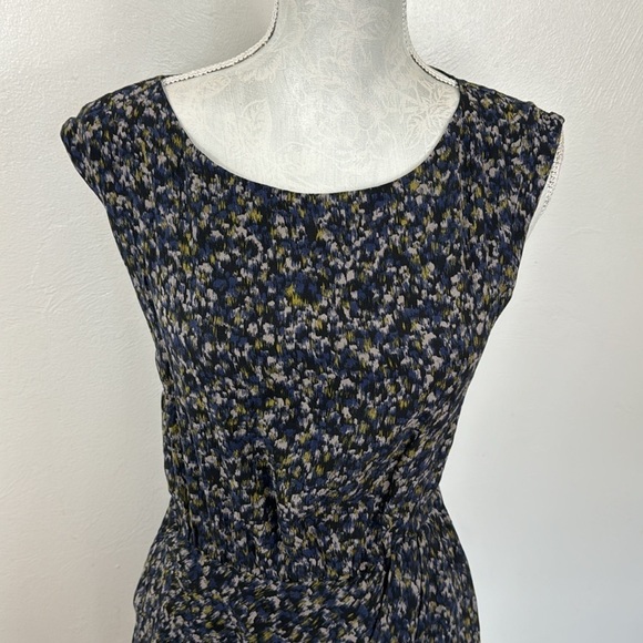 Theory Women's 4 Arena Abstract Dress Blue Multi 100% Silk Sleeveless EUC - Picture 6 of 12